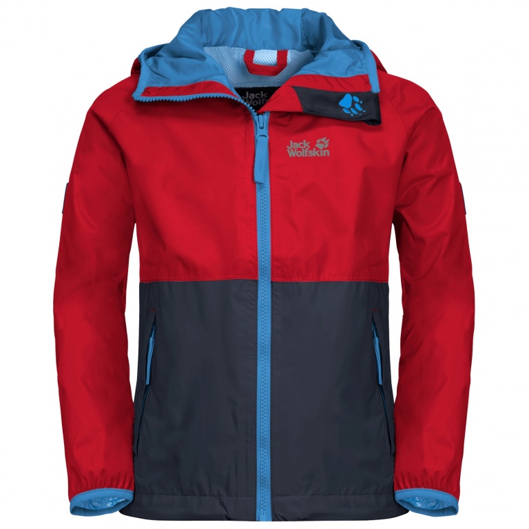 Jack Wolfskin Regenjacke Rainy (wind- und wasserdicht) rot Jugendliche